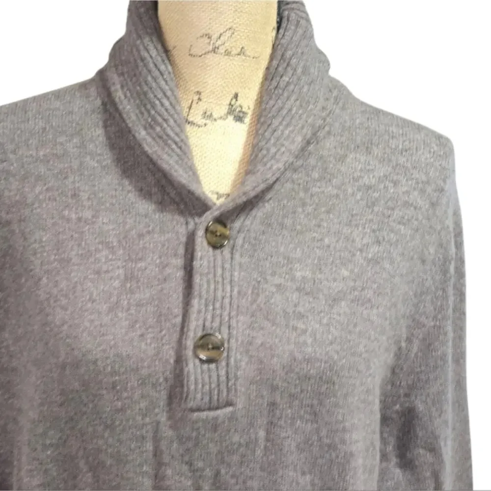 J. Crew Shawl Collar‎ Men's Brown Sweater Lambs Wool Size Large